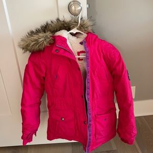 Lands' End Hot Pink Faux Fur Hooded Parka